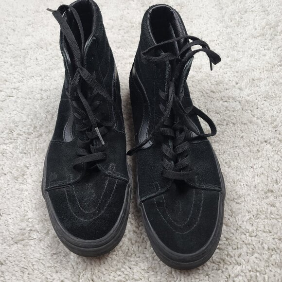 Vans Sk8 High Tops Men 9.5 Women 11 Black Suede Upper Off the Wall Sneakers Y2K